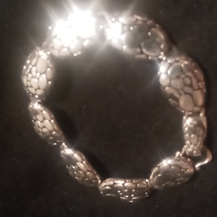 Silver Plated Tortoise Shell Design Magnetic Clasp Textured Bracelet . 7.5